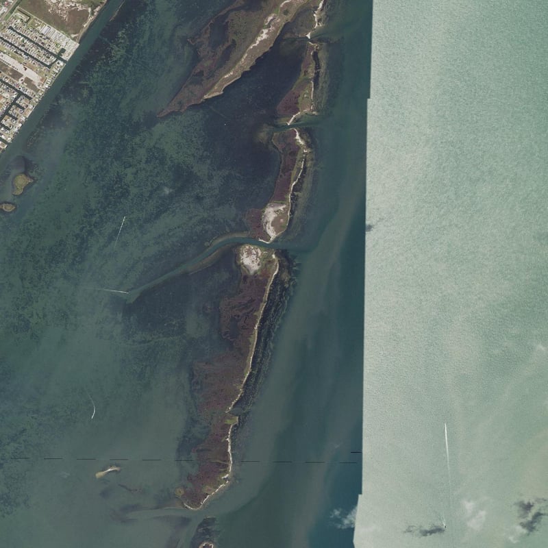 Real USGS aerial photograph of Traylor Island and surrounding Aransas Bay shallows, Texas
