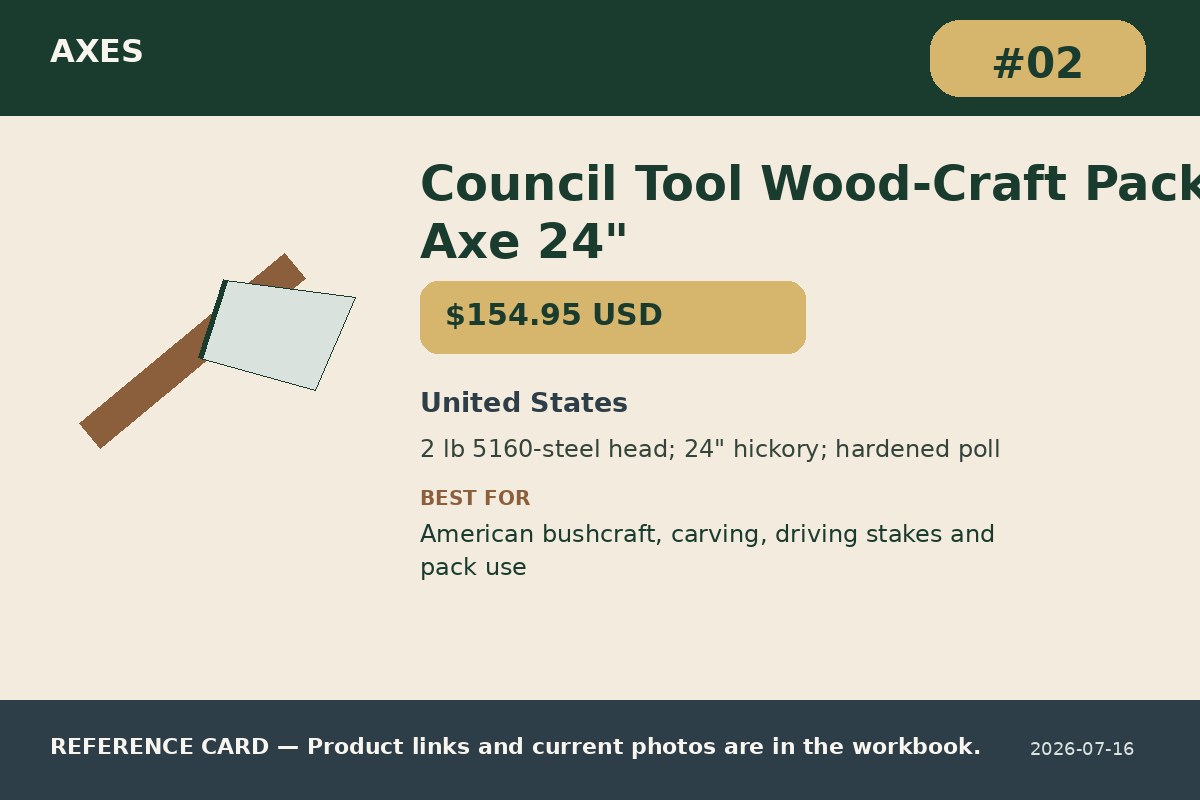 Council Tool Wood-Craft Pack Axe 24" by Council Tool Wood-Craft