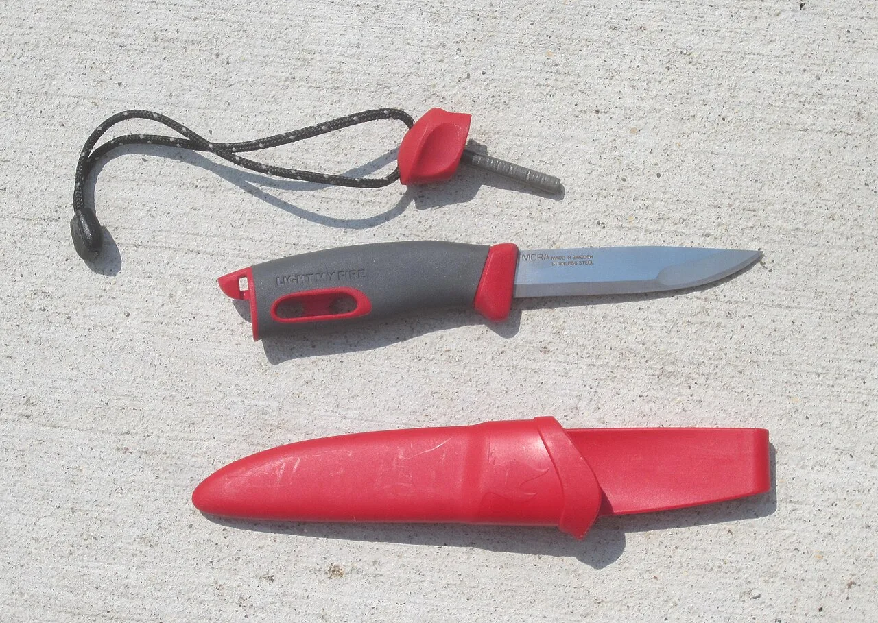 Mora knife with a ferrocerium fire rod