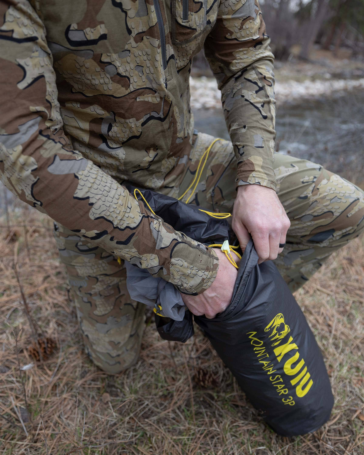 Packing the Mountain Star 3P into its stuff sack