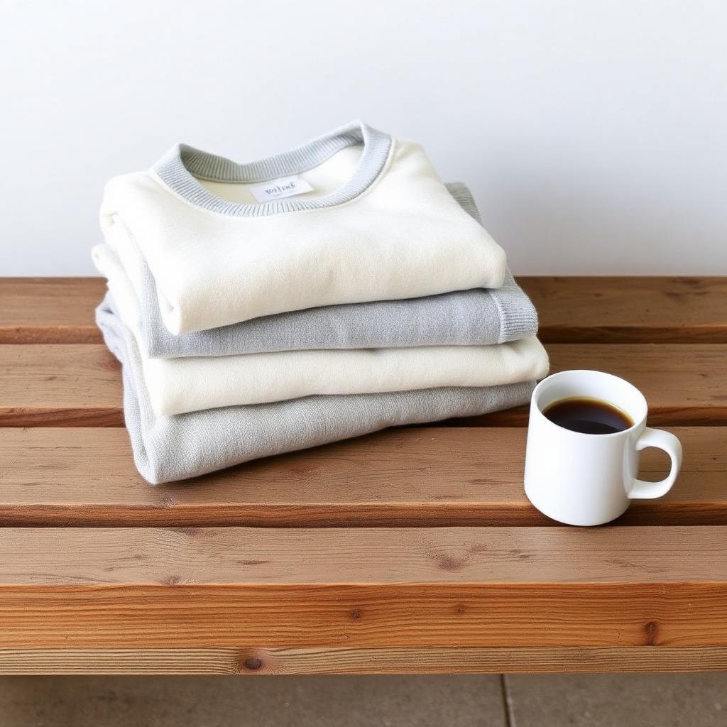 Merino wool base layer folded with cold-weather clothing