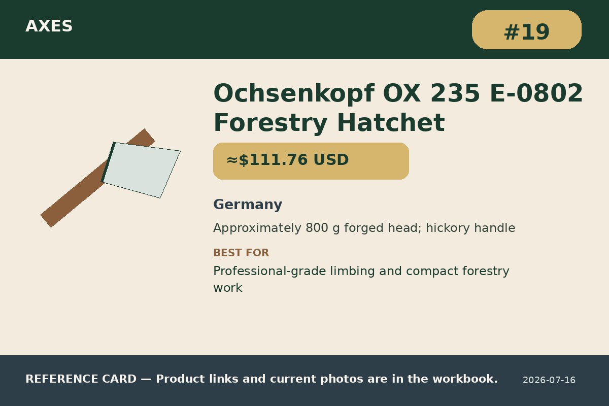 Ochsenkopf OX 235 E-0802 Forestry Hatchet