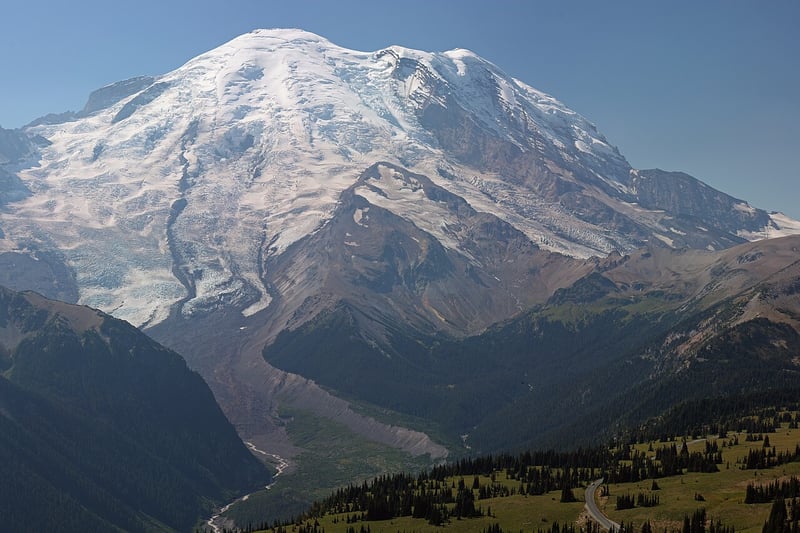 Mount Rainier above alpine forest in Washington