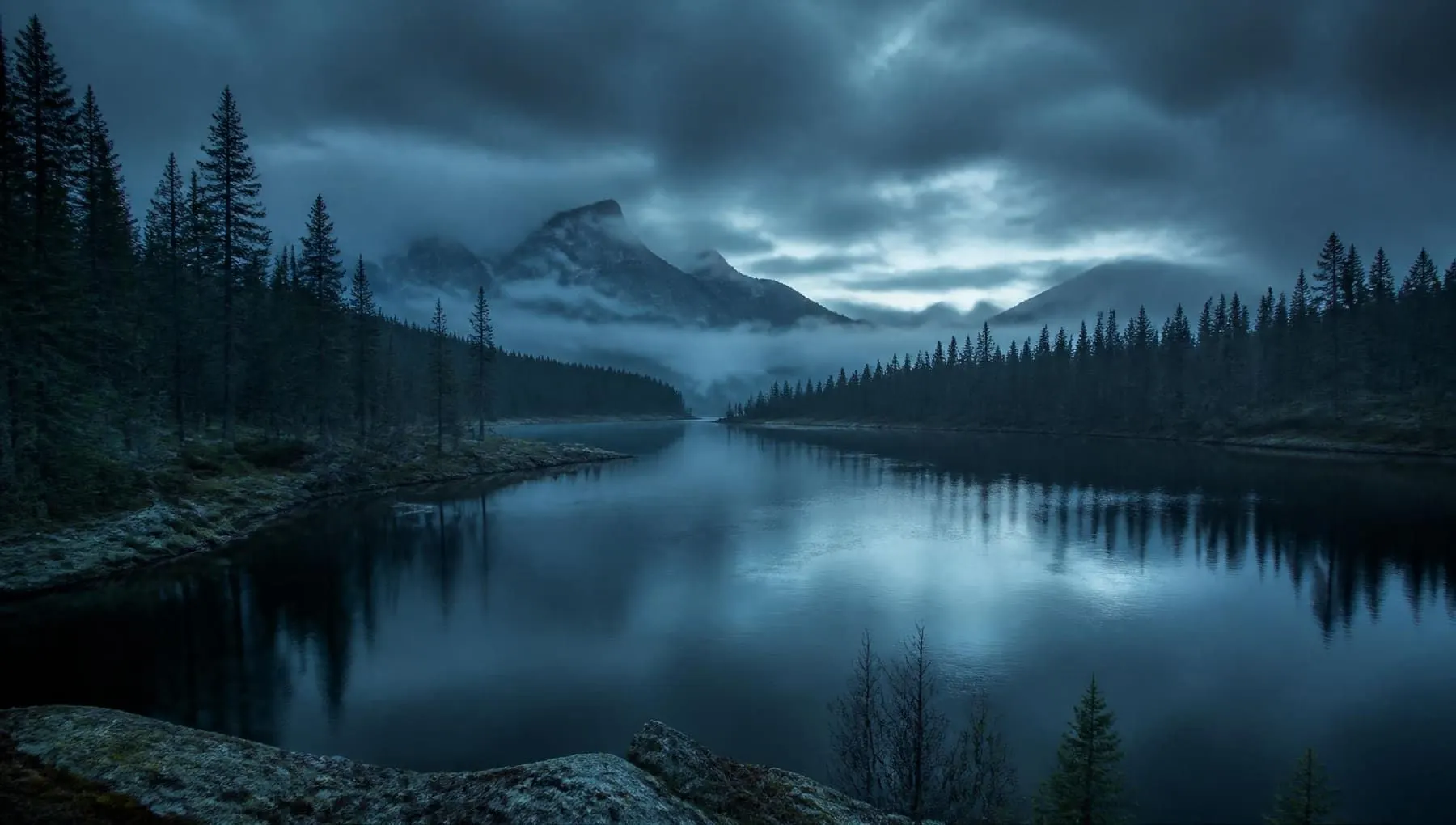 Sweeping wilderness landscape at first light